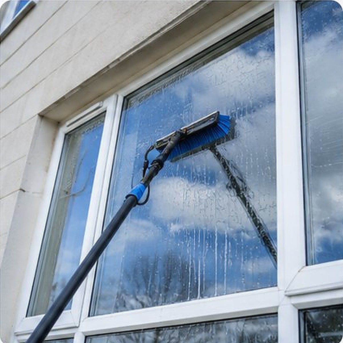 Window cleaning in progress in Lowestoft