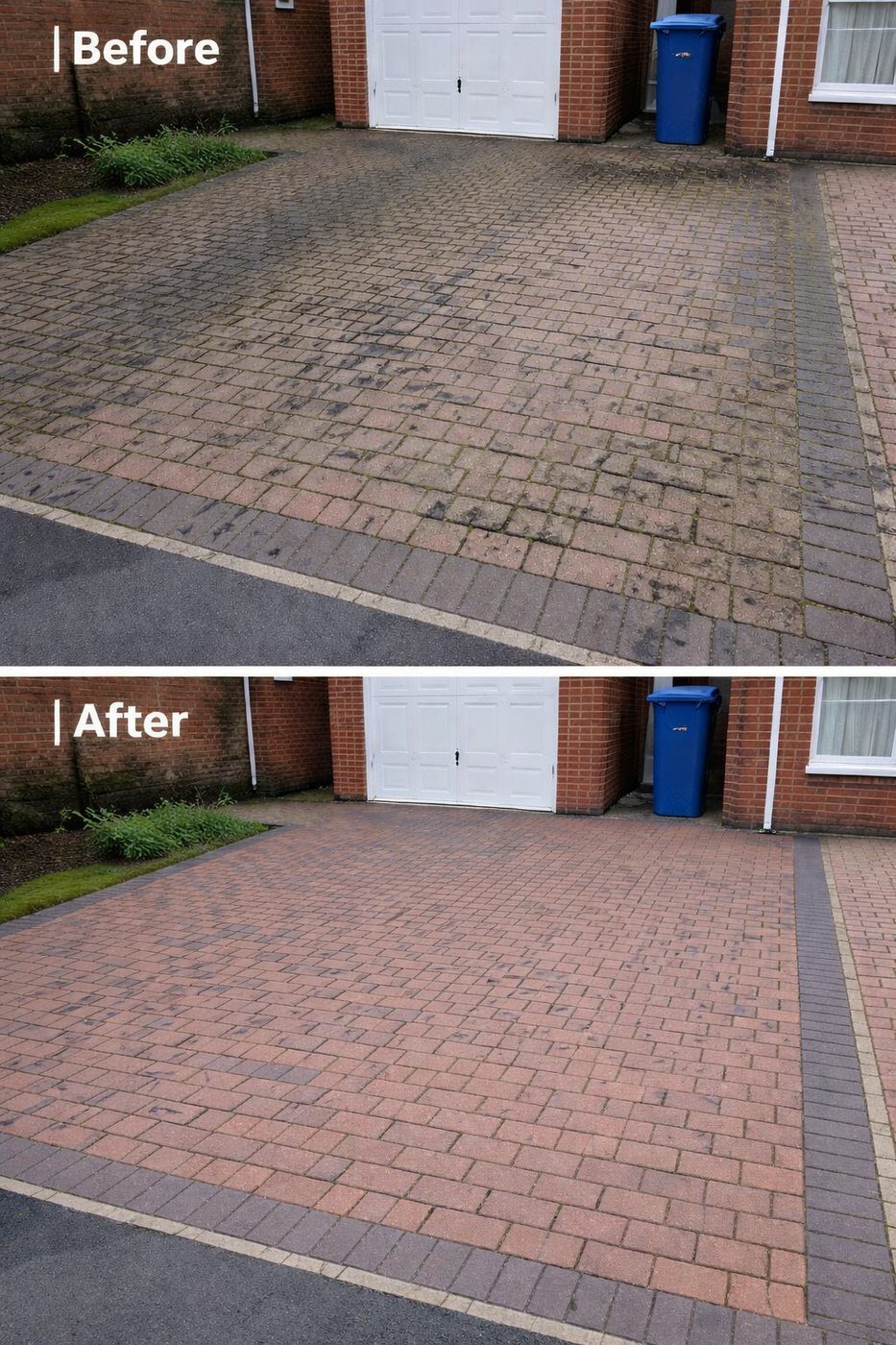 Block paving driveway transformation before and after in Lowestoft