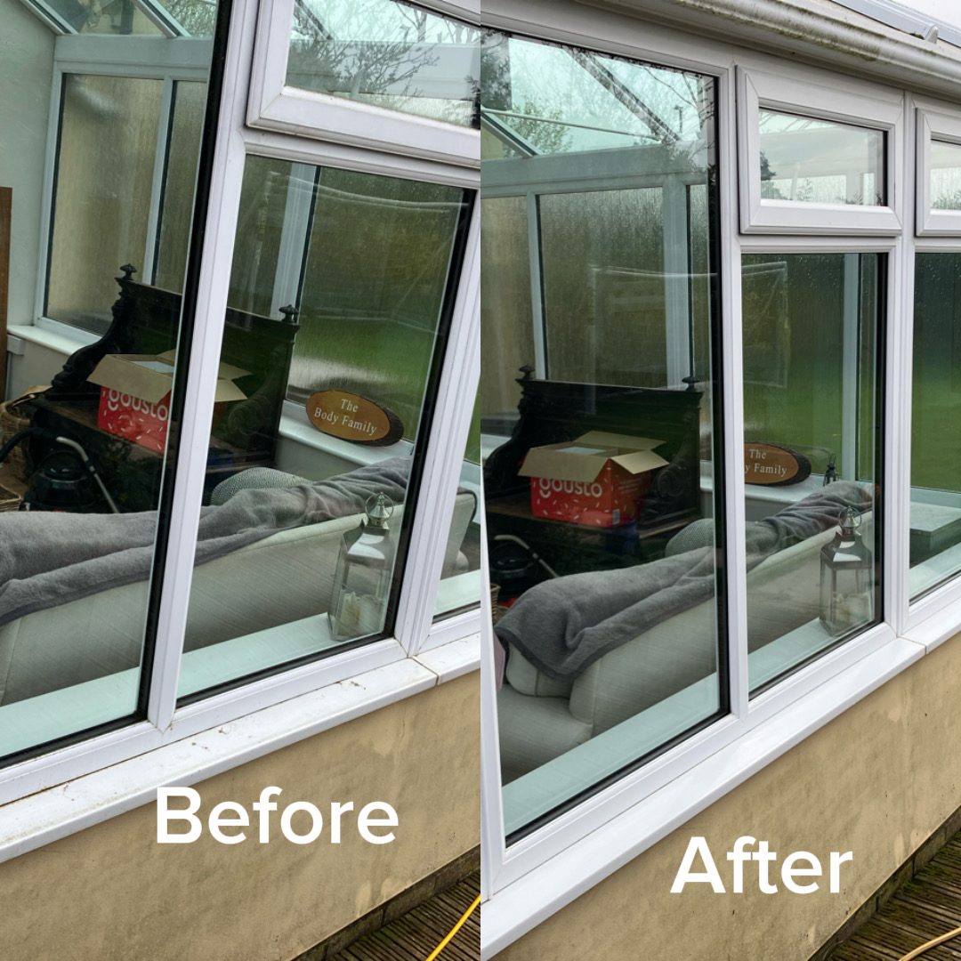 Conservatory window restoration before and after in Lowestoft