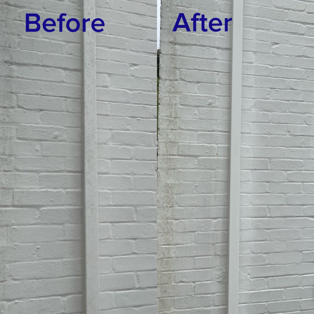 Fence post and wall soft wash before and after in Lowestoft