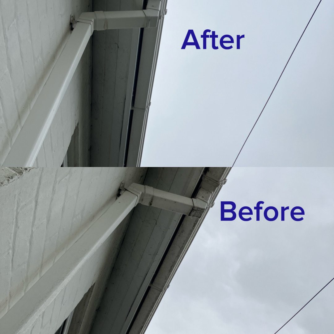 Gutter and downpipe clean before and after in Lowestoft