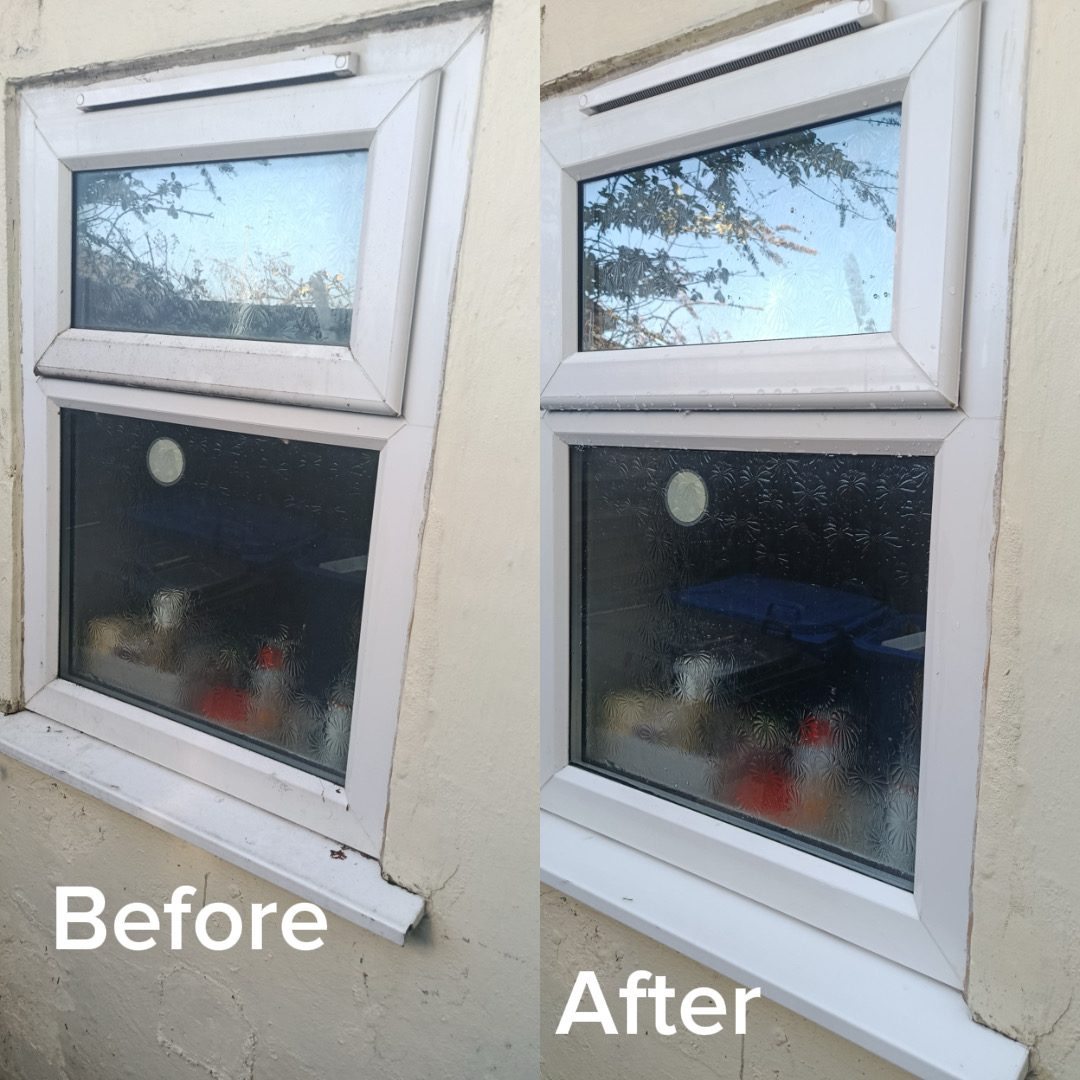 uPVC window cleaning before and after in Lowestoft